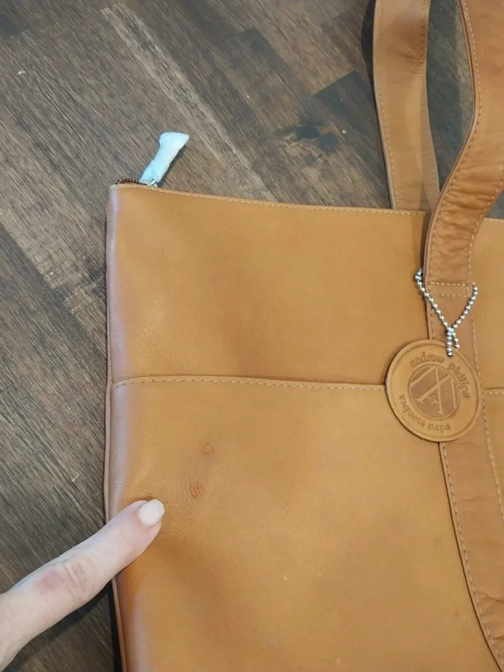 Genuine Leather Tote Bag Large Tan Shoulder Shopper Work Travel Purse Pockets